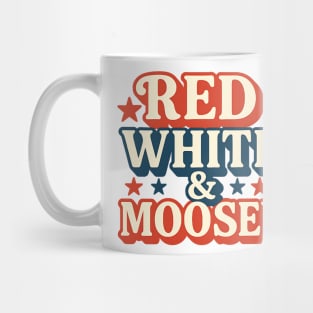 Red White & Moosey Funny 4th of July Retro Patriotic USA Design Mug